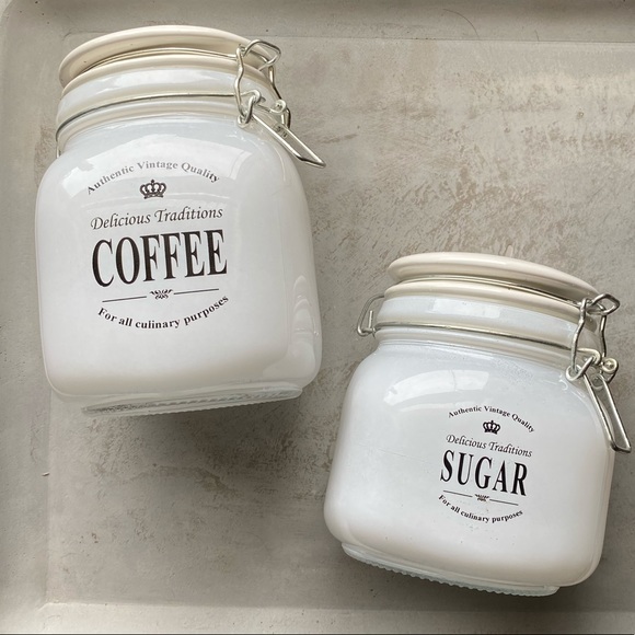 Hobby Lobby Other - Vintage Farmhouse Coffee & Sugar Jars White Glass